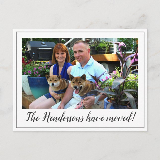 Cartão Postal De Anúncio Mudança de Endereço de Foto Moderna (Frente)