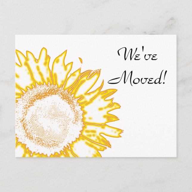 Cartão Postal De Anúncio Mudança de endereço de girassol amarelo-neon (Frente)