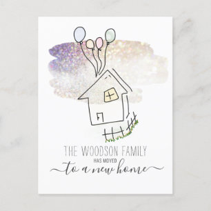 Cartão Postal De Anúncio Mudança De Endereço De Movimentação Da Casa De Cor