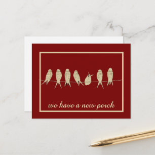 Cartão Postal De Anúncio Mudança de endereço de novo poleiro preto