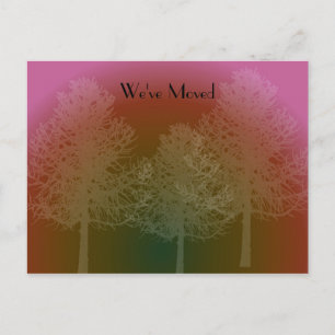 Cartão Postal De Anúncio Mudança de endereço em silhueta de árvore