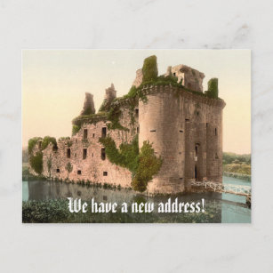 Cartão Postal De Anúncio Mudança de endereço engraçada com castelo