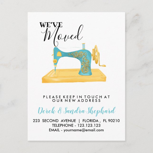 Cartão Postal De Anúncio Mudança de endereço nós nos mudamos máquina de cos (Frente)