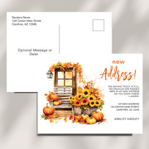 Cartão Postal De Anúncio Mudança de Endereço Outono Novo
