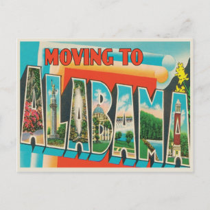 Cartão Postal De Anúncio Mudança de endereço para Alabama Vintage