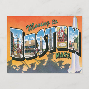 Cartão Postal De Anúncio Mudança de endereço para Boston MÃE Vintage