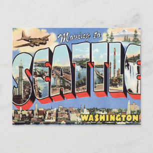 Cartão Postal De Anúncio Mudança de endereço para Seattle WA Vintage Change