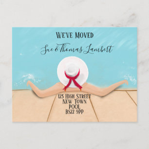 Cartão Postal De Anúncio Mudança de endereço POOL Lado