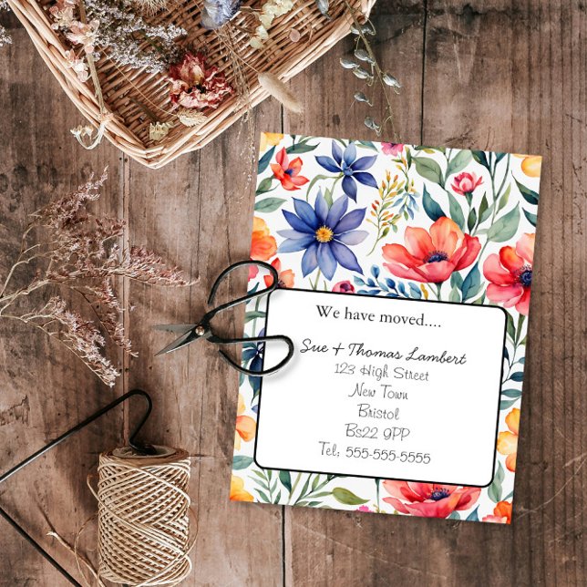 Cartão Postal De Anúncio mudança de endereço postal floral (Criador carregado)