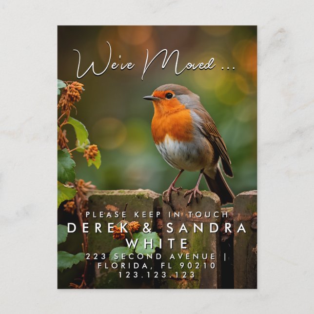 Cartão Postal De Anúncio Mudança de endereço que movemos (Frente)