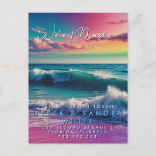 Cartão Postal De Anúncio Mudança de endereço que movemos para o mar