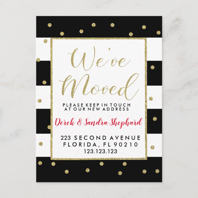 Cartão Postal De Anúncio Mudança de endereço que movemos para o ouro no ano (Frente)