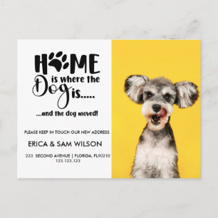 Cartão Postal De Anúncio Mudança de endereço que mudamos para casa é cão