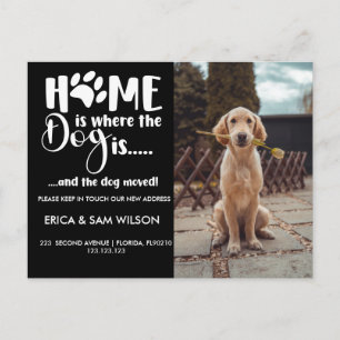 Cartão Postal De Anúncio Mudança de endereço que mudamos para casa é cão