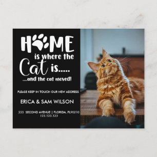 Cartão Postal De Anúncio Mudança de endereço que mudamos para casa é gato