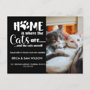 Cartão Postal De Anúncio Mudança de endereço que mudamos para casa é gato
