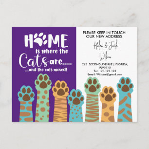 Cartão Postal De Anúncio Mudança de endereço que mudamos para casa são gato