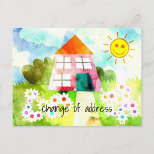 Cartão Postal De Anúncio Mudança de endereço Sunny House
