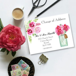 Cartão Postal De Anúncio Mudança de flores do watercolour de endereço