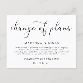 Cartão Postal De Anúncio Mudança de Planos Adiamento do Casamento