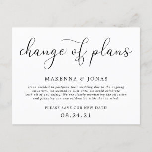 Cartão Postal De Anúncio Mudança de Planos Adiamento do Casamento