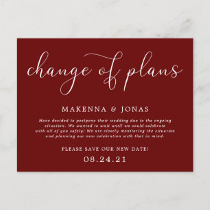 Cartão Postal De Anúncio Mudança de Planos Adiamento do Casamento