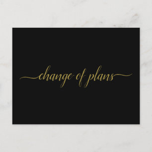 Cartão Postal De Anúncio Mudança de planos casada adiada Dourada em preto