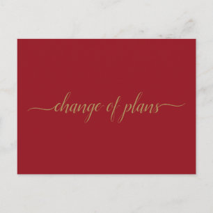 Cartão Postal De Anúncio Mudança de Planos Casamento Adiado Dourado no Verm
