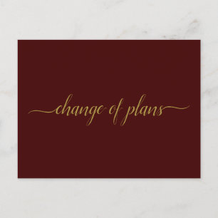 Cartão Postal De Anúncio Mudança de Planos Casamento Adiado Dourado sobre B