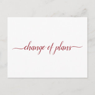 Cartão Postal De Anúncio Mudança de Planos Casamento Adiado Vermelho sobre 