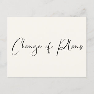Cartão Postal De Anúncio Mudança de Planos de Casamento Menor Creme Elegant