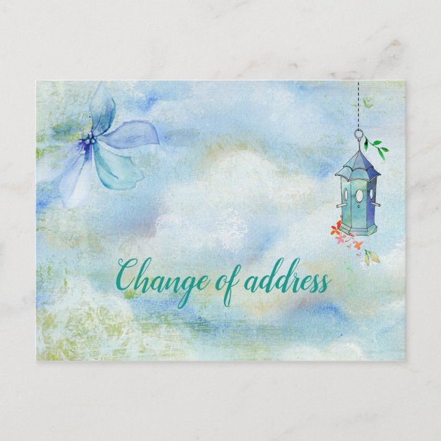 Cartão Postal De Anúncio Mudança do cartão da casa do pássaro de endereço (Frente)