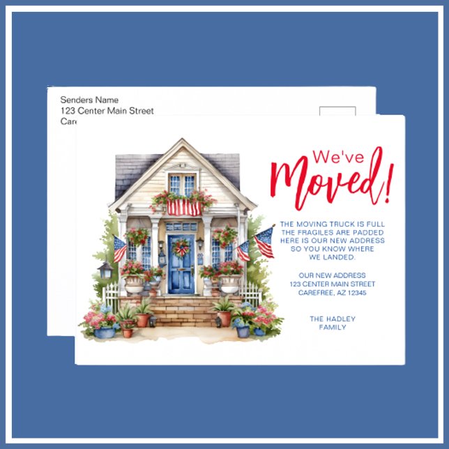 Cartão Postal De Anúncio Mudança Familiar na Temporada de Verão (Criador carregado)