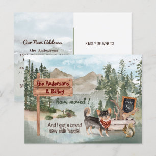Cartão Postal De Anúncio Mudando Chihuahua de Cabelo Longo para Novo Endere