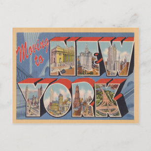 Cartão Postal De Anúncio Mudando para Nova Iorque Nova York Vintage Mudança