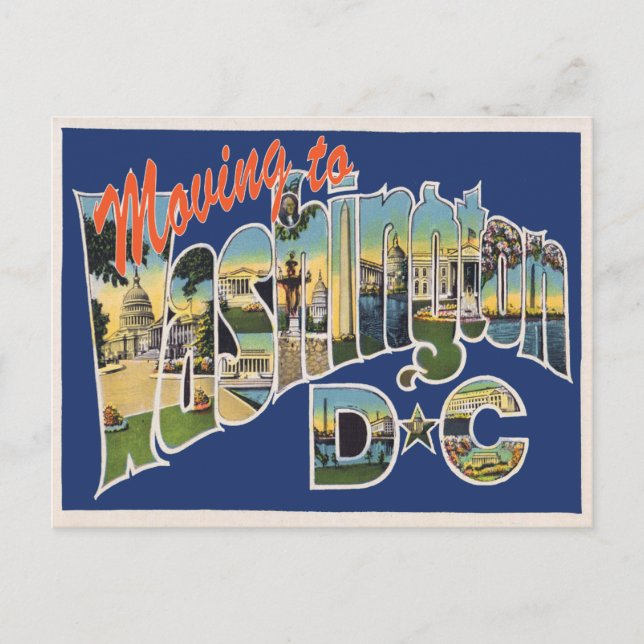 Cartão Postal De Anúncio Mudando para Washington DC Mudança de Endereço Vin (Frente)