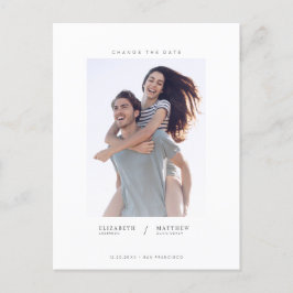 Cartão Postal De Anúncio Mudar a data Minimalista Personalizado Foto Casame