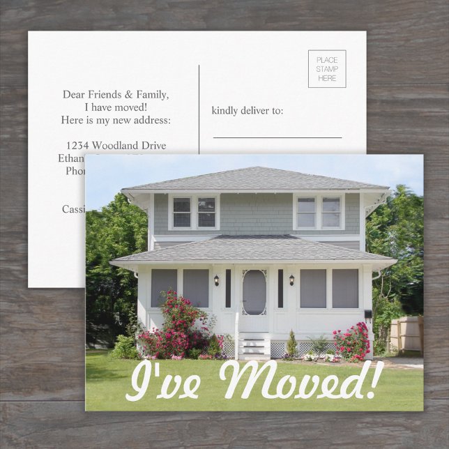Cartão Postal De Anúncio Mudei de Endereço Nova Foto da Casa após Mudança d (Criador carregado)