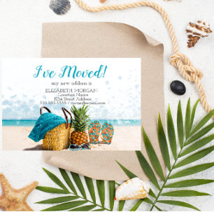 Cartão Postal De Anúncio Mudei de Endereço,Praia,Abacaxi,Novo Endereço
