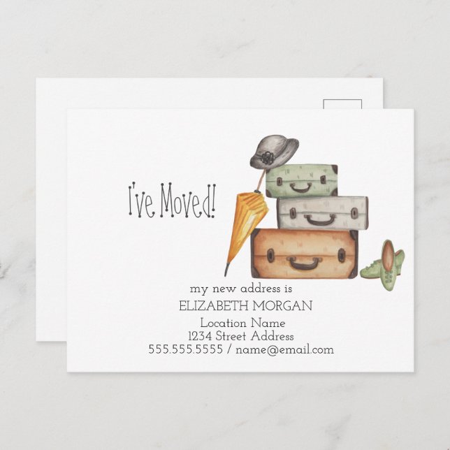 Cartão Postal De Anúncio Mudei, Malas Antigas Novo Endereço (Frente/Verso)
