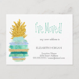 Cartão Postal De Anúncio Mudei-me, Verde, Abacaxi Brilhante Novo Endereço