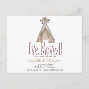 Cartão Postal De Anúncio Mudei o novo endereço do Tent Teepee