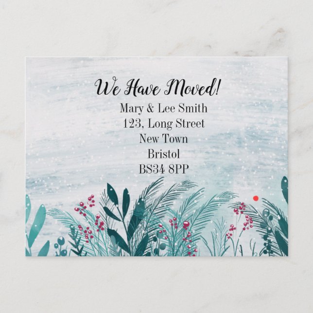 Cartão Postal De Anúncio Mudou de casa se mudou para o estrangeiro mudou de (Frente)