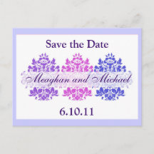 Multicolor Save the Date em Damasco