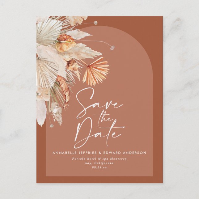 Cartão Postal De Anúncio Na moda de erva-de-pampas-boêmia moderna (Frente)