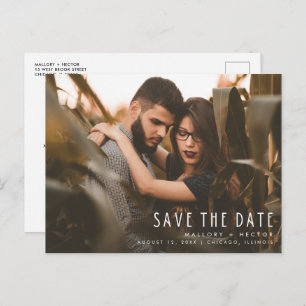 Cartão Postal De Anúncio Na moda de Foto Moderna Casamento Salve a Data