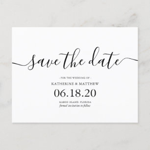 Cartão Postal De Anúncio Na moda Modern Script Casamento Salve a Data