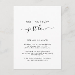 Cartão Postal De Anúncio Nada De Rico Apenas Adora Simples Elopemento De Ca