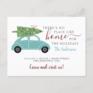 Cartão Postal De Anúncio Não há lugar como Home Blue Green Car