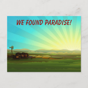Cartão Postal De Anúncio Nascer do sol no Paraíso da Fazenda